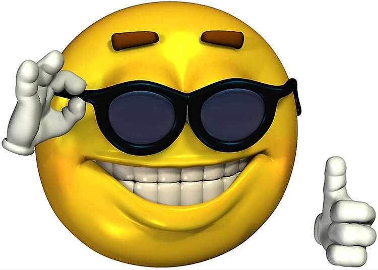 smiley face with sunglasses and thumbs up